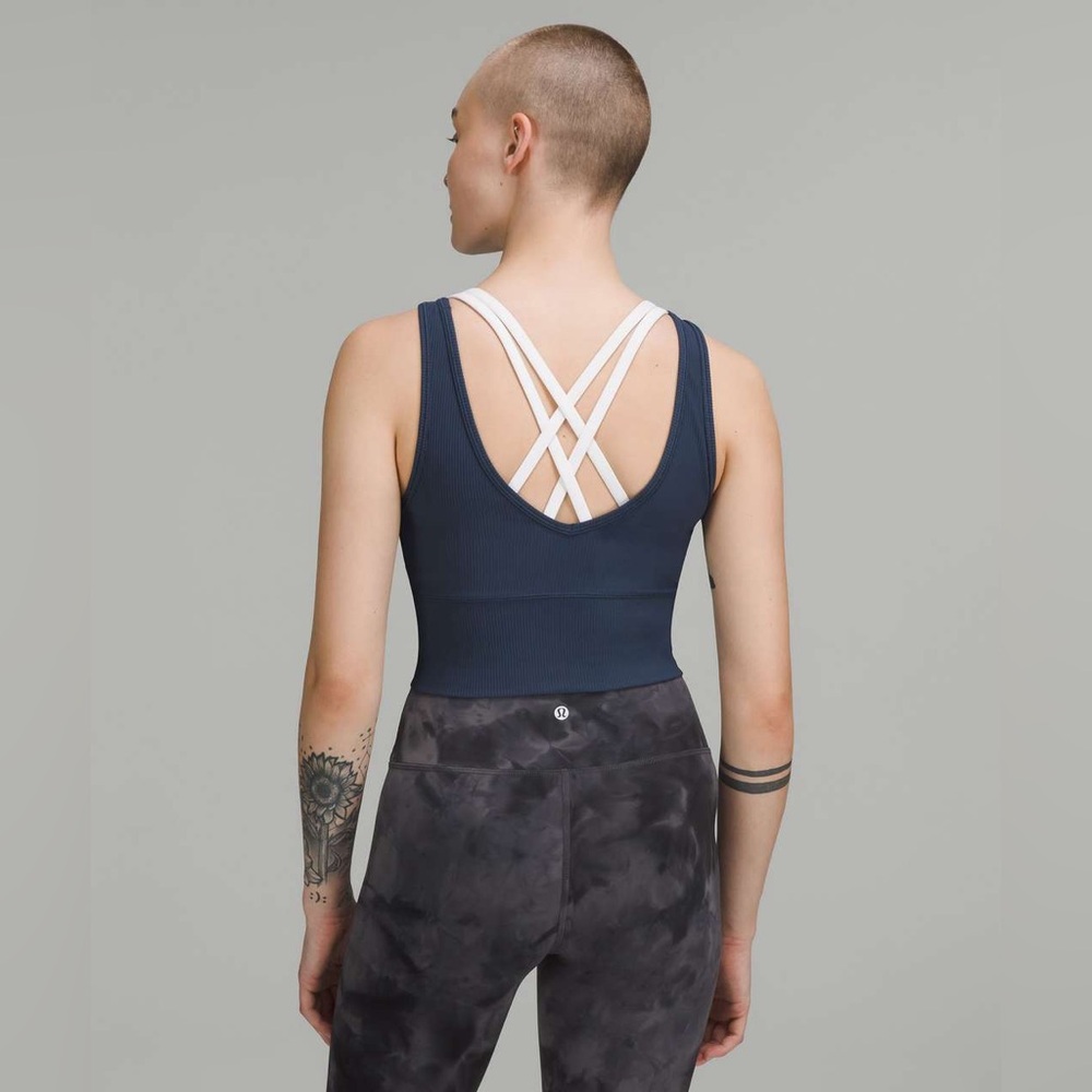 Lululemon Power Pivot Ribbed Tank Top Mineral Blue - Picture 2 of 5